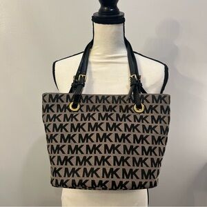 EUC Michael Kors Signature Black and Tan Tote